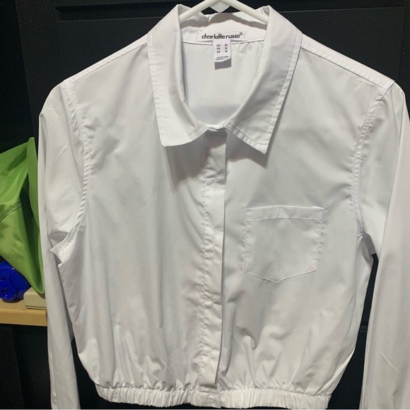 Charlotte Russe White Cropped Bomber Jacket Top. Size M. NWOT - Picture 8 of 11